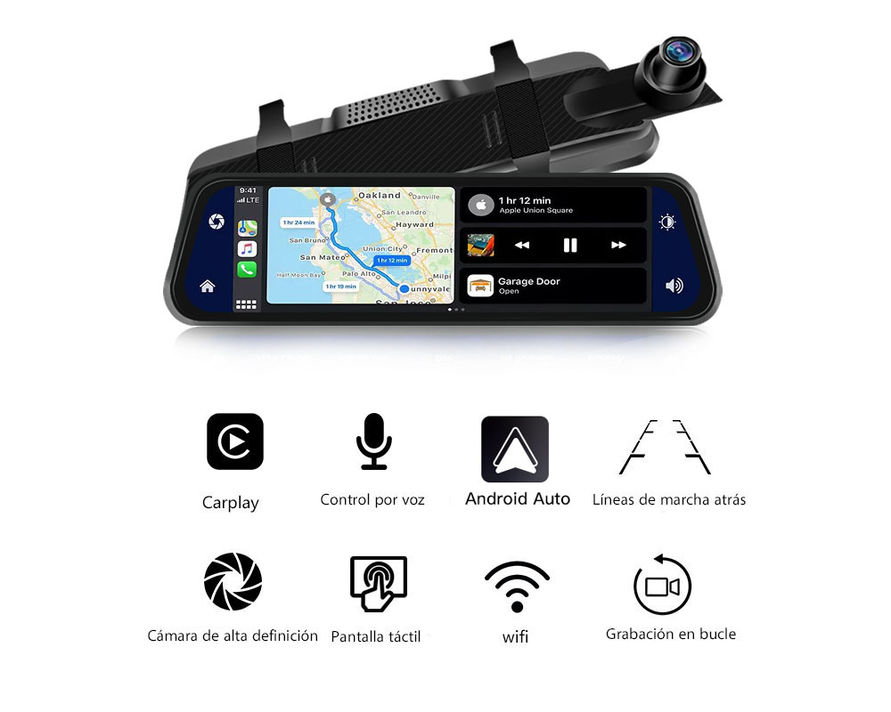 Sistema CarPlay con monitor retrovisor para vehículos